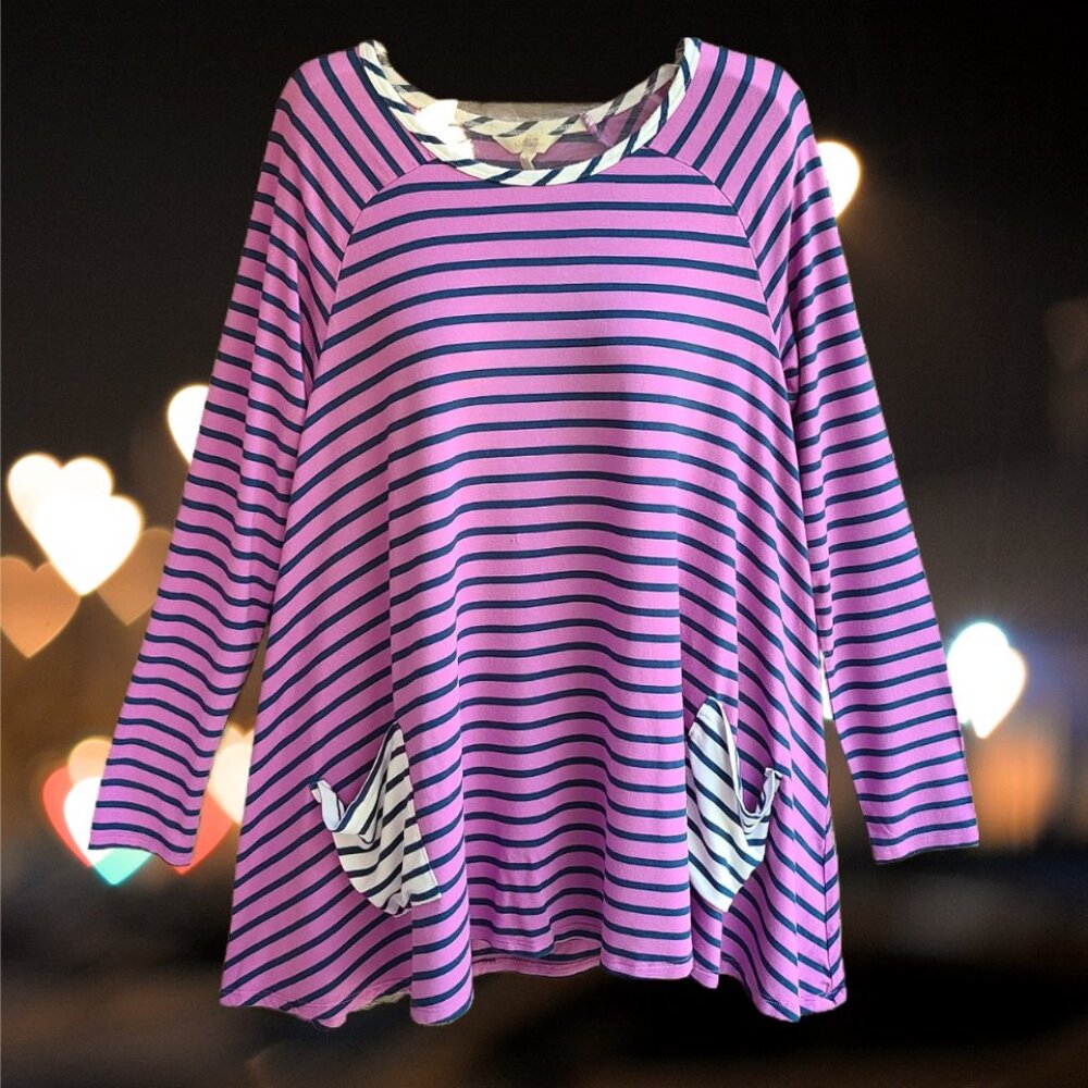 MATILDA JANE No Limitations Long Sleeve Swing Tunic Purple Blue Size S